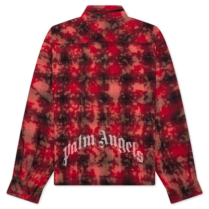 Curved Logo Check Shirt L S Red Off White