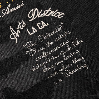 Varsity Eagle Logo Straight Jean Faded Black