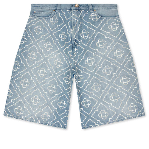 Pearl Monogram Denim Shorts Pearl