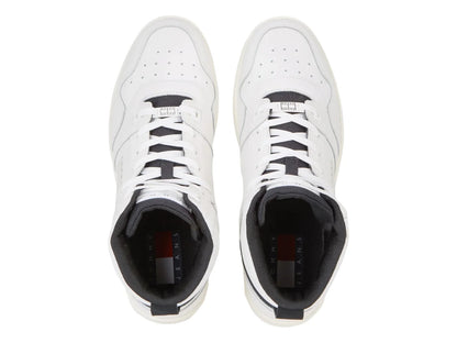 Tenis Tommy Hilfiger Basket Mid Leather Blanco para Hombre