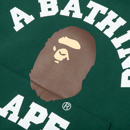 College Puffy Relaxed Fit Pullover Hoodie Green