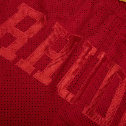 Baggy Mesh Collegiate Logo Shorts Red