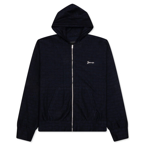 Zipped Hoodie In Monogram 72 Jacquard Black Navy