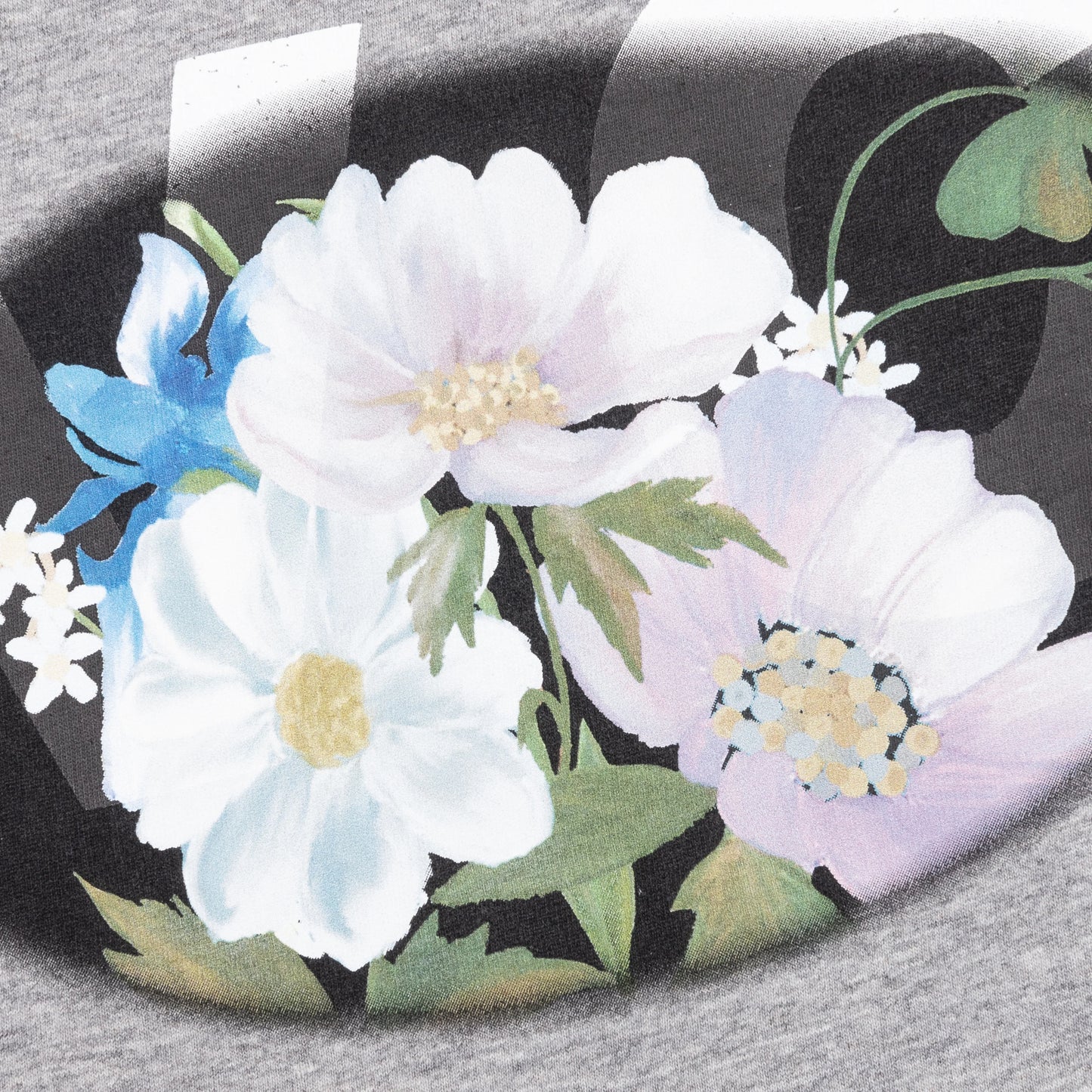GVCY Floral Printed Crewneck T Shirt Light Grey Melange