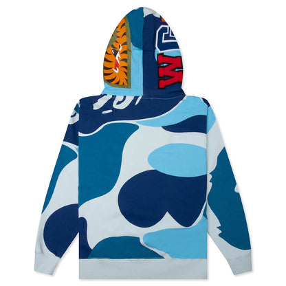 Mega ABC Camo Double Shark Relaxed Fit Full Zip Hoodie Blue