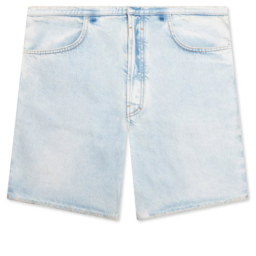 Cutted Belt Low Rise Denim Shorts Pale Blue