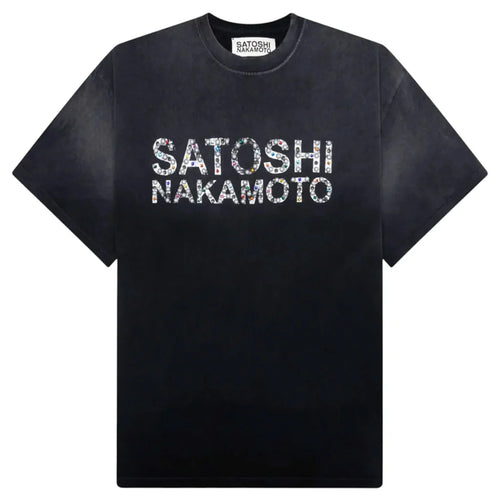 Studded Logo Tee Washed Black