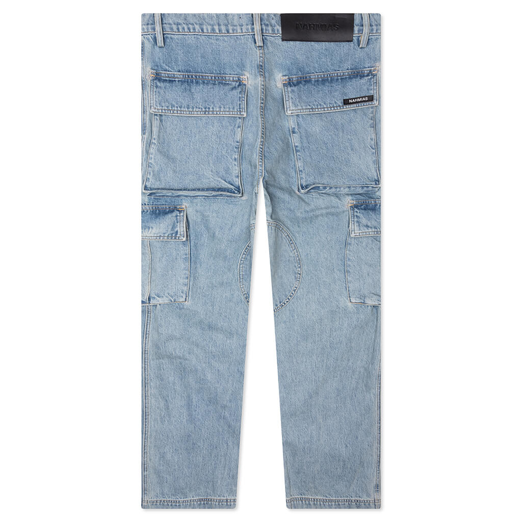 Denim Logo Cargo Pants Light Wash