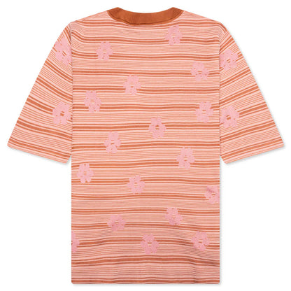 Striped Floral T Shirt Pink Gummy