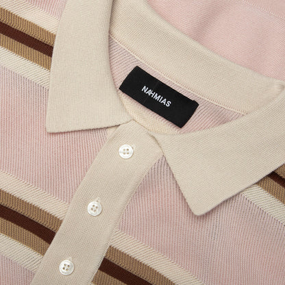 Knit Striped Polo Soft Pink Stripe