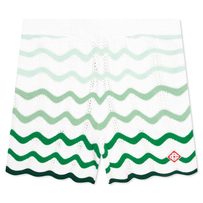 Gradient Wave Texture Shorts Green White