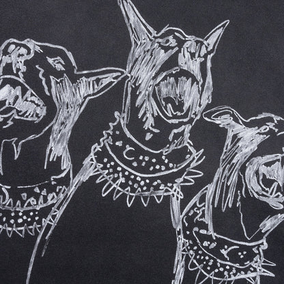 Hand Drawn Thoroughbred Dogs Hoodie Aged Black