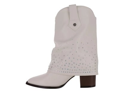 Botas Vaqueras Nomadas Cleveland Late Blancas para Mujer