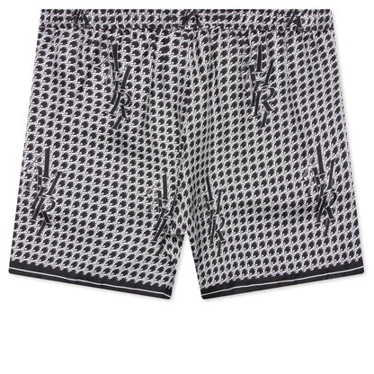 Houndstooth Silk Short Black