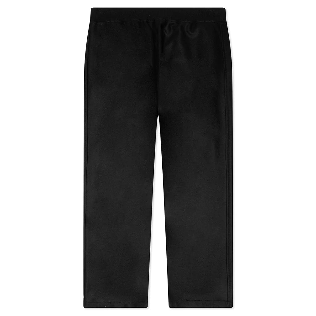 Melton Wool Trousers with Drawstring at Hems Black