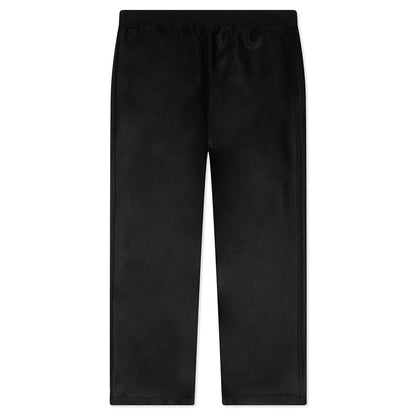 Melton Wool Trousers with Drawstring at Hems Black