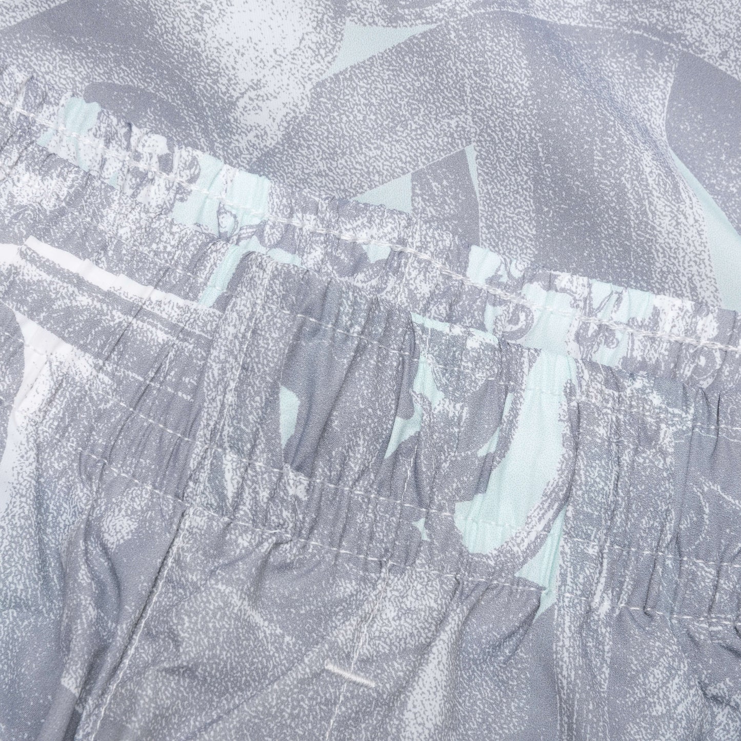Linen Bermuda Swim Shorts with Hubert Objects Print Prussian Blue Grey