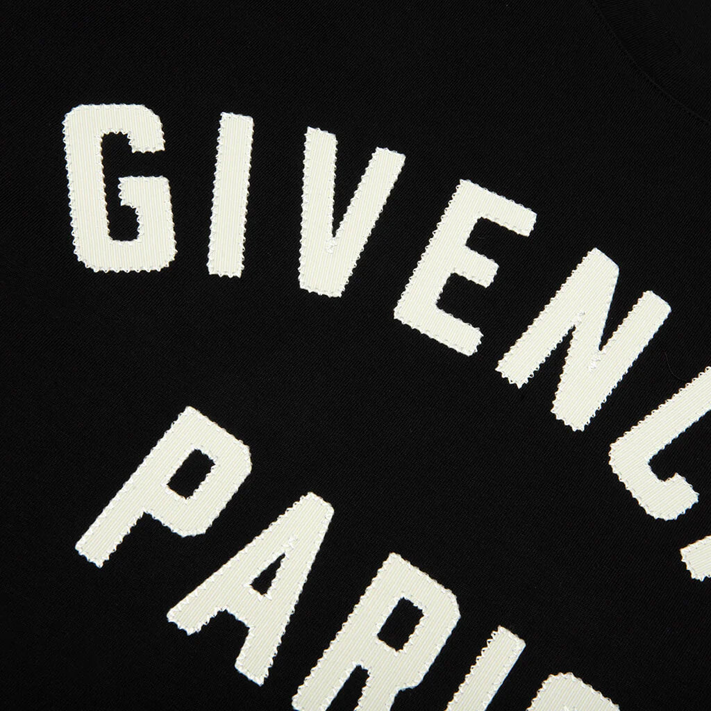 Patch Silk T Shirt Black White