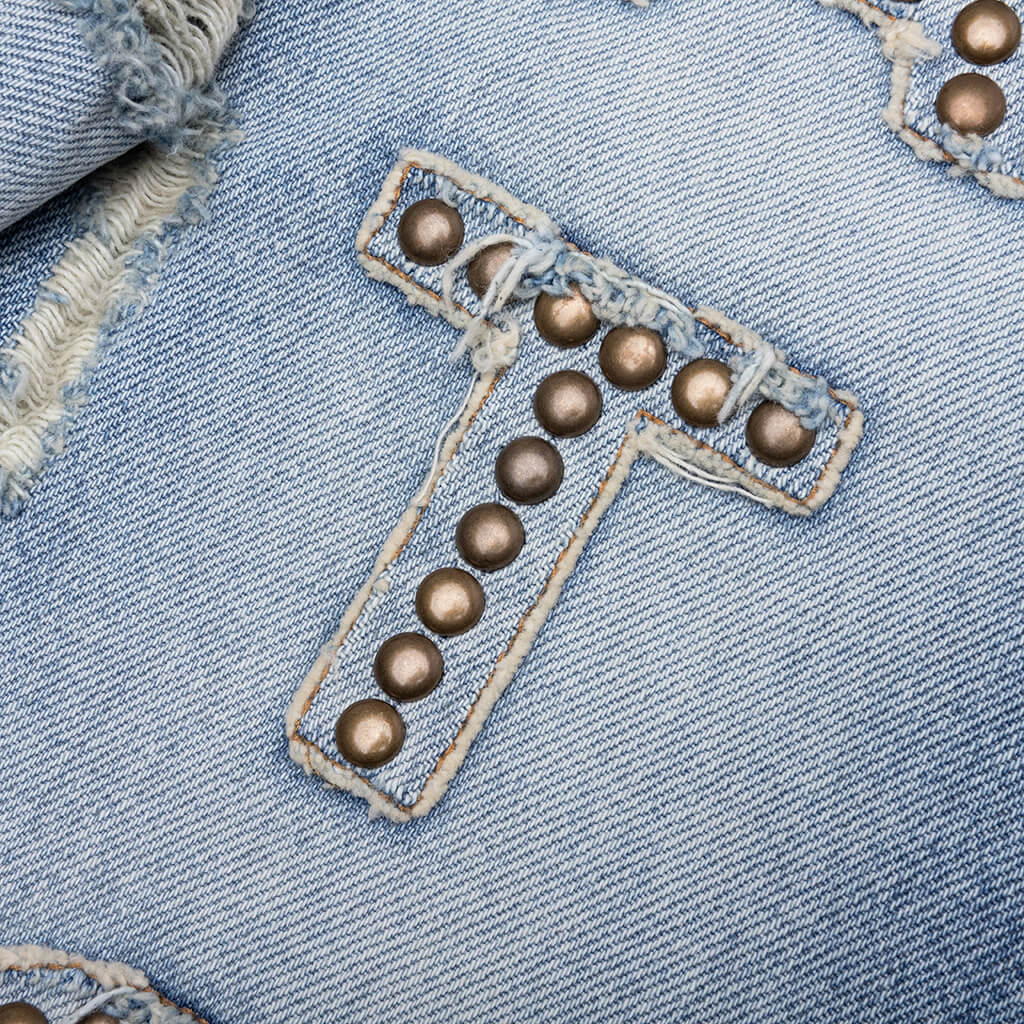 Studded Cowboy Denim Blue Denim