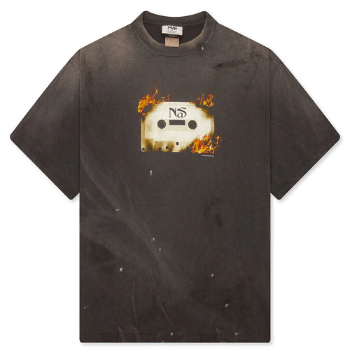 Saint M6 x Nas Radio Tape On Fire S S Tee Black