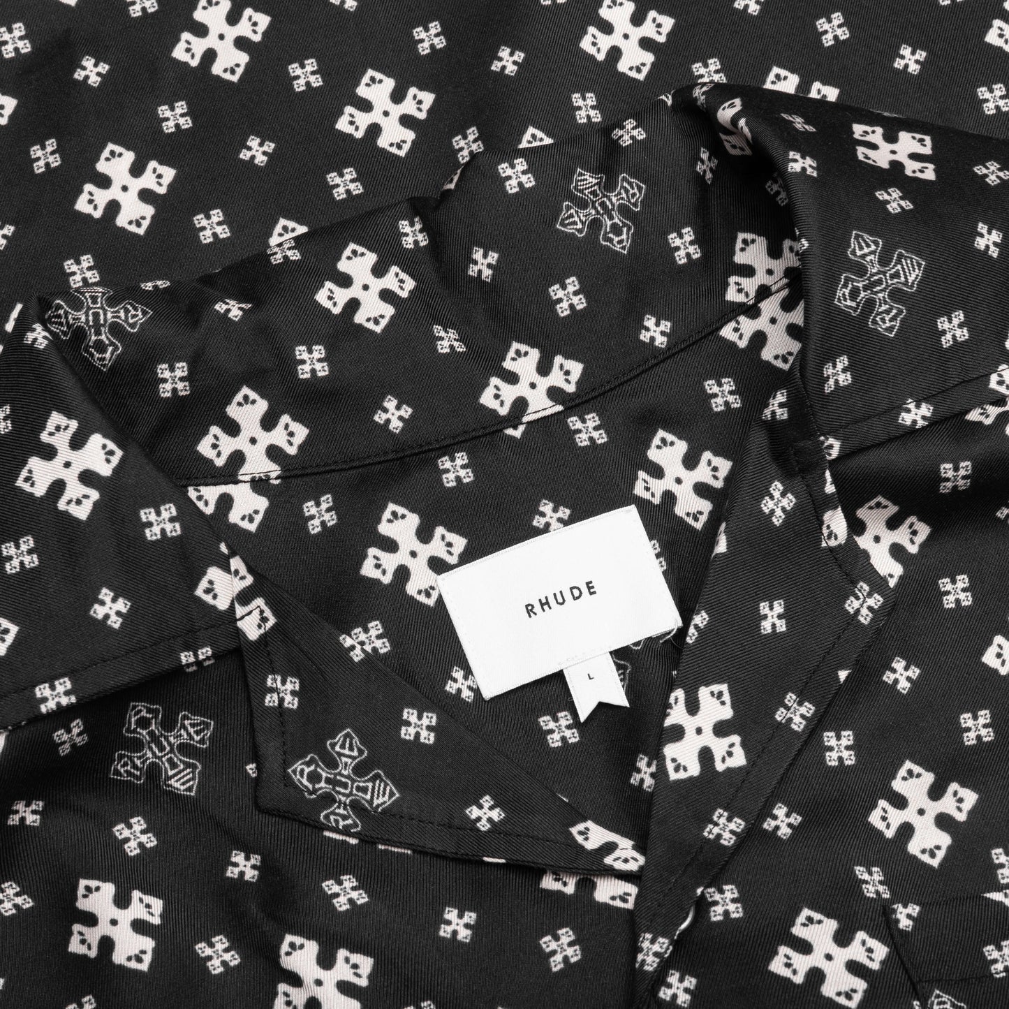 Cross Bandana Rayon Shirt Black White