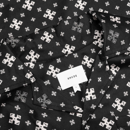 Cross Bandana Rayon Shirt Black White