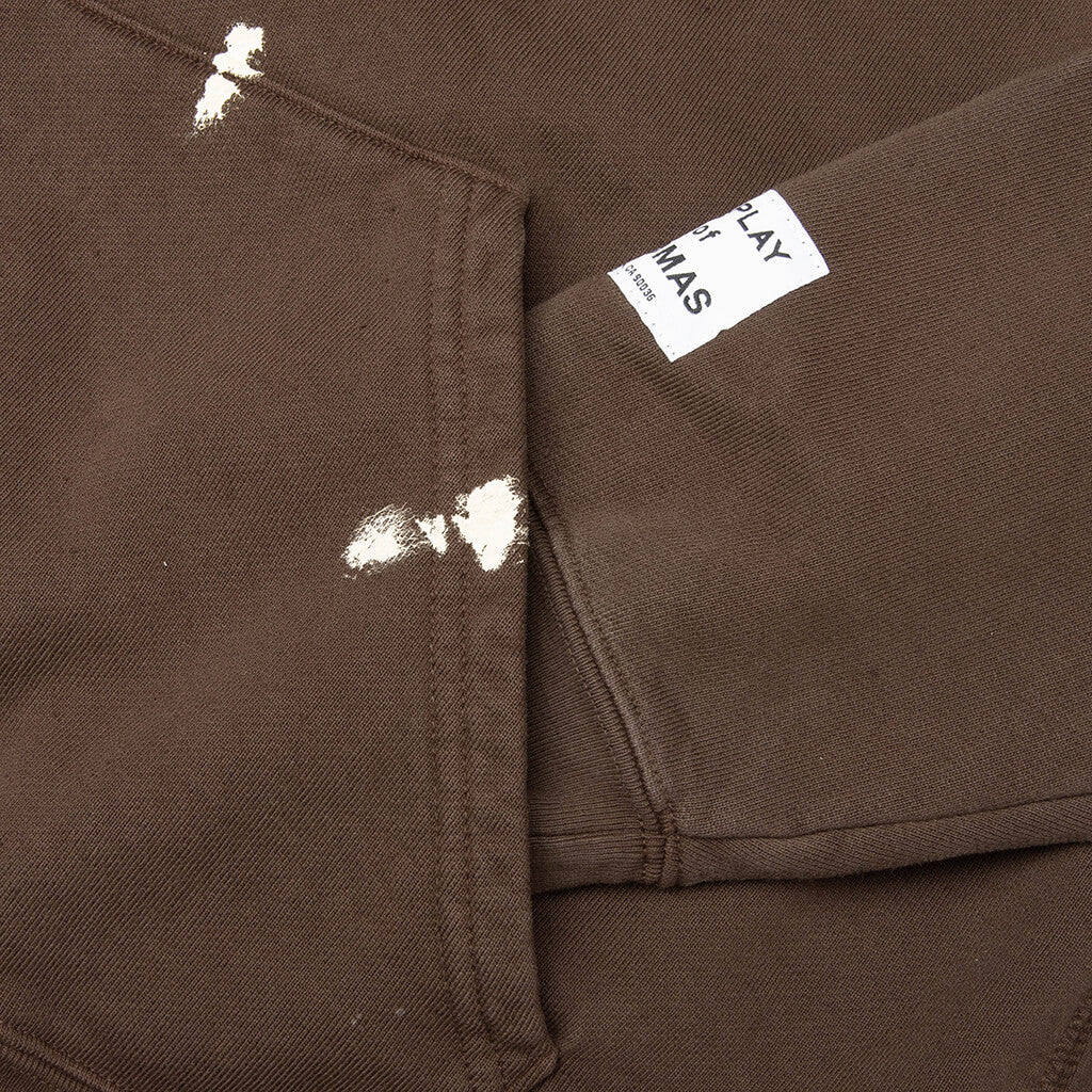 French Logo Painted Hoodie Sepia