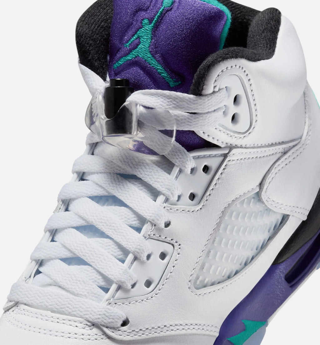 Air Jordan 5 Retro Grape Grade School Lifestyle Shoe White New Emerald Grape Ice Black