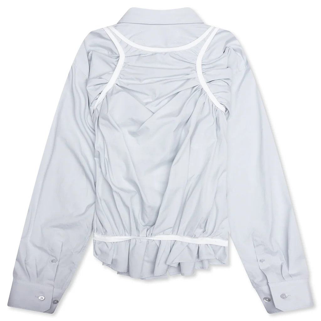 Loose Fit Button Shirt with White Accents Light Blue