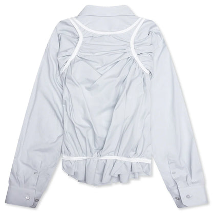 Loose Fit Button Shirt with White Accents Light Blue