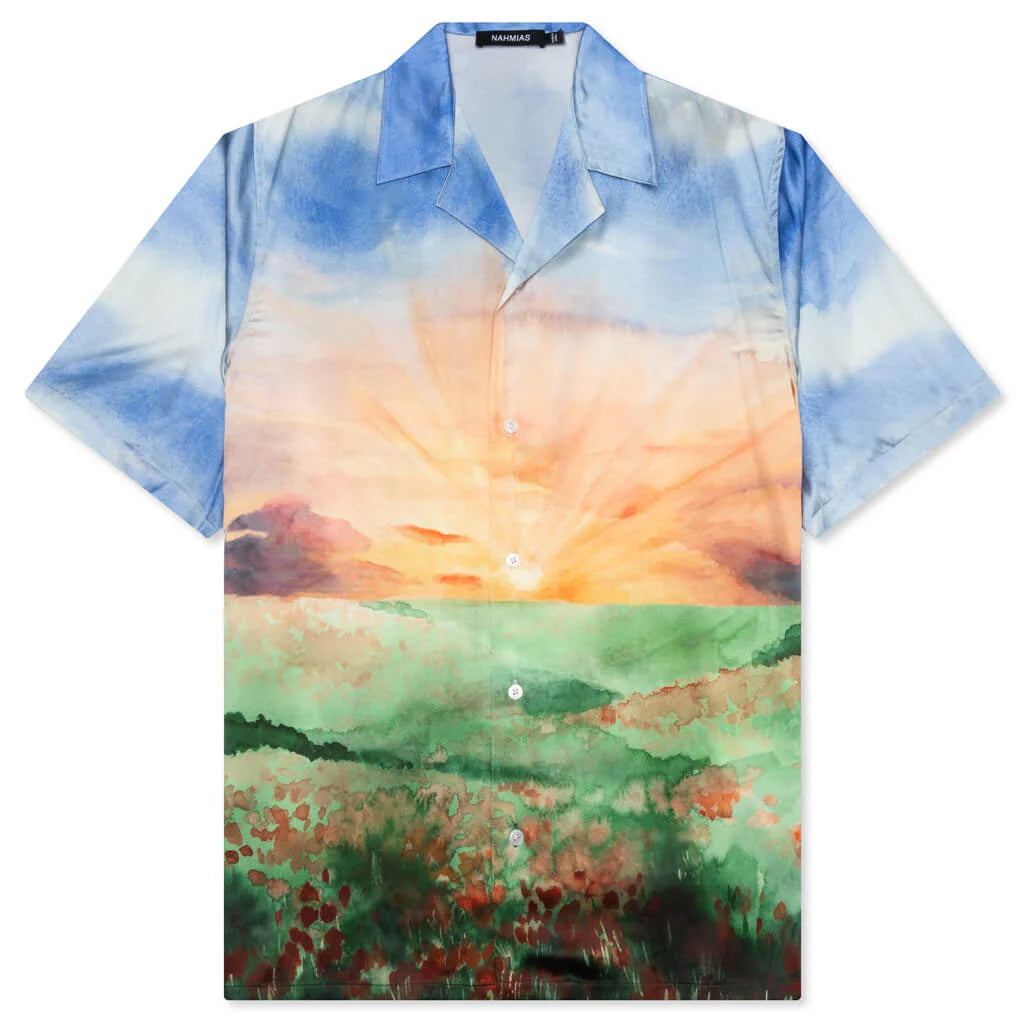 Summerland Sunset S S Silk Shirt Landscape Poppies
