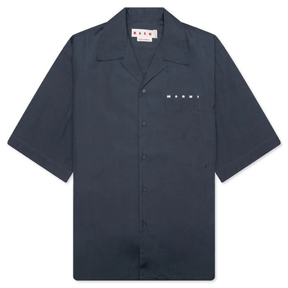Organic Hidden Logo Poplin Cotton Shirt Dark Ash