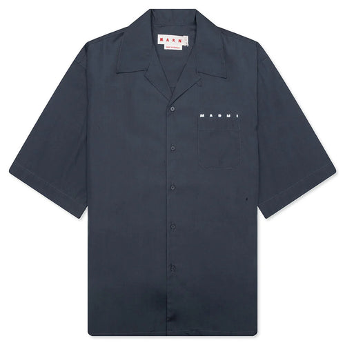 Organic Hidden Logo Poplin Cotton Shirt Dark Ash