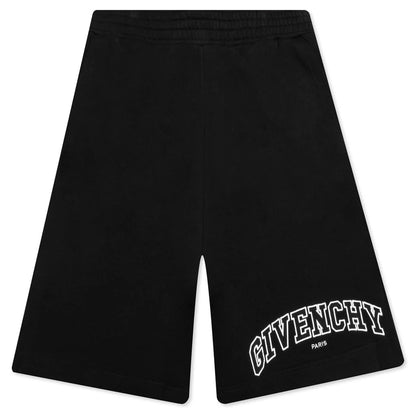 Boxy Fit Embroidered Shorts Black