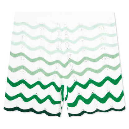Gradient Wave Texture Shorts Green White