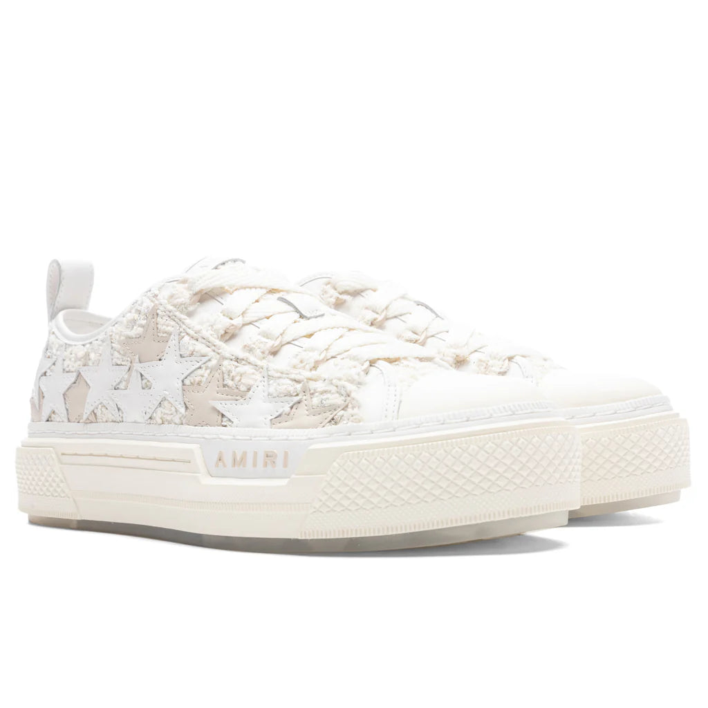 Womens Boucle Stars Court Low Alabaster