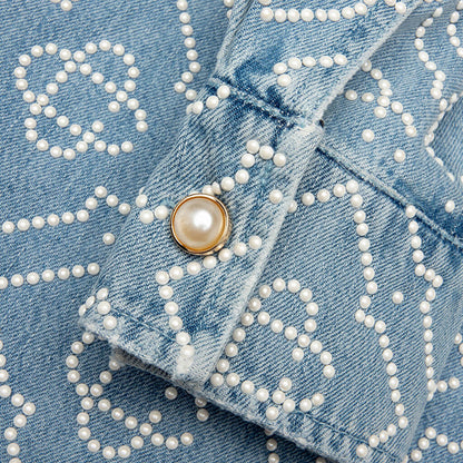 Pearl Monogram Denim Shirt Pearl
