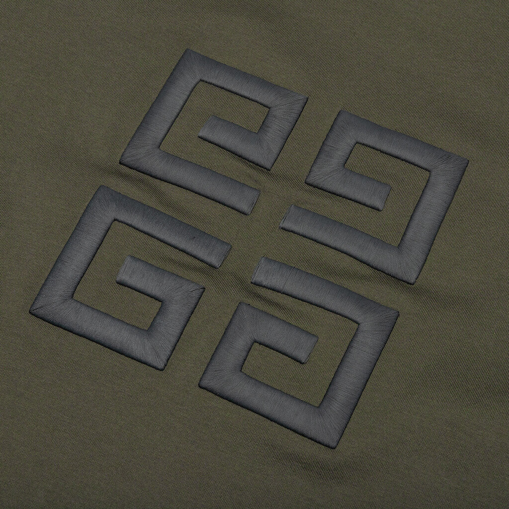 Oversized Fit Givenchy Embroidery T Shirt Greyish Green