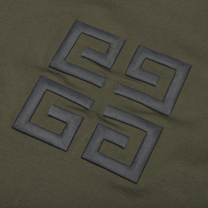 Oversized Fit Givenchy Embroidery T Shirt Greyish Green
