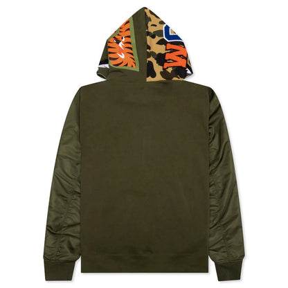 Military Shark Relaxed Fit Full Zip Hoodie Olive Drab