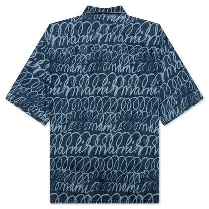 Bleached Echoes Organic Poplin Bowling Shirt Blue Kyanite