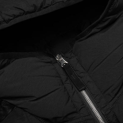 Real Feather Hooded Jacket Black