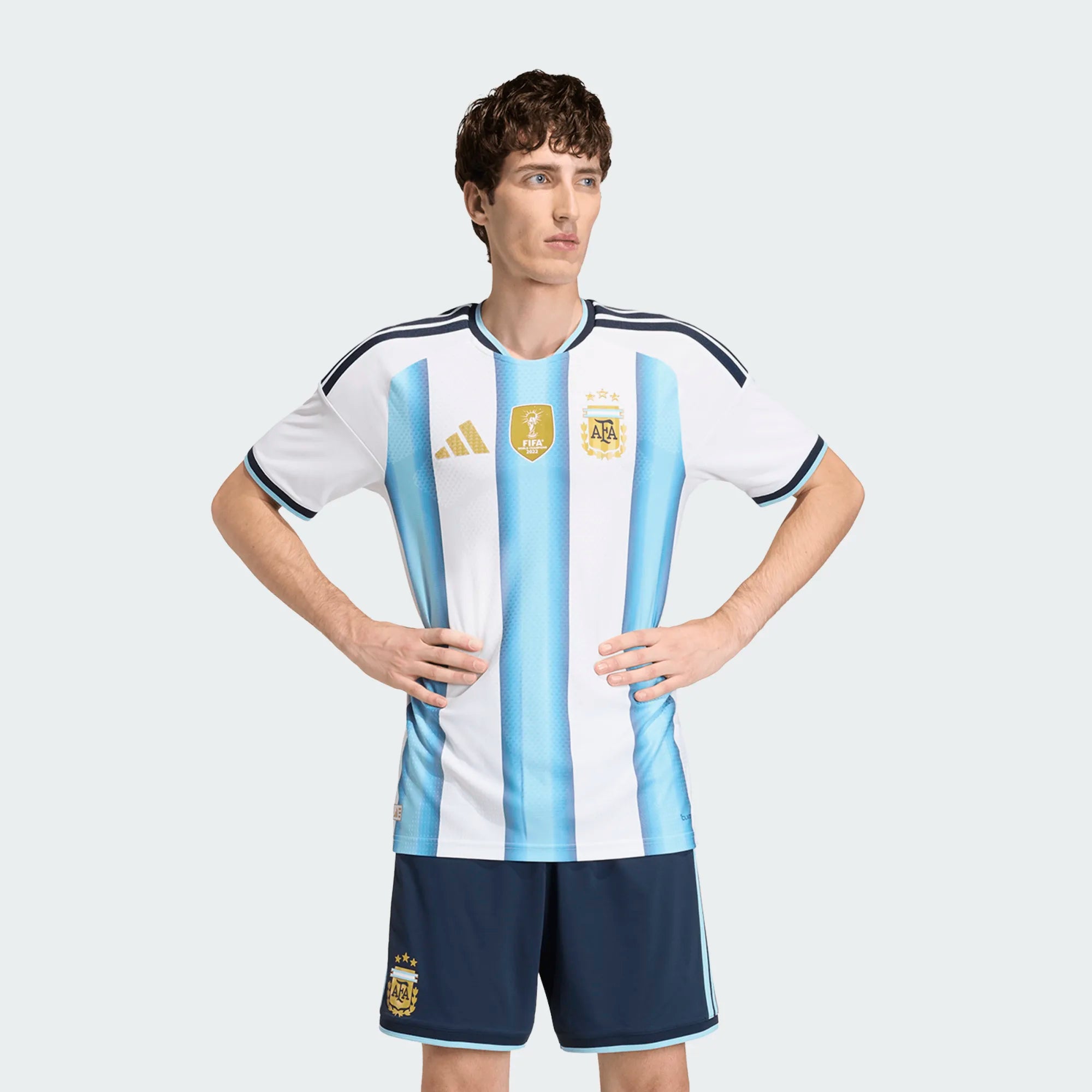 adidas Argentina Home Authentic Mens Soccer Jersey 26 White Blue