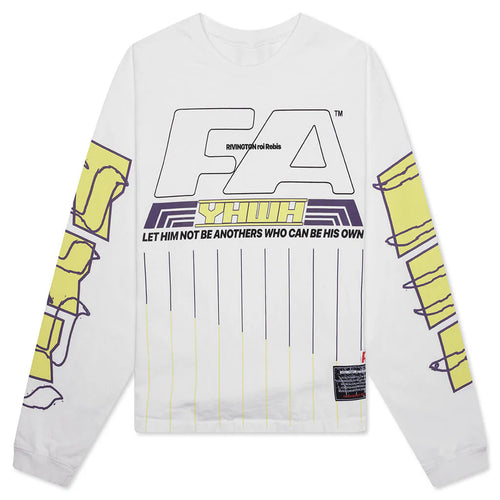 His Own Racing L S Tee Optic White