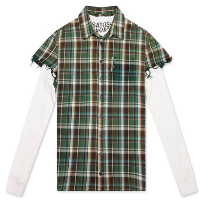 Bender Cut Off Flannel Green Plaid