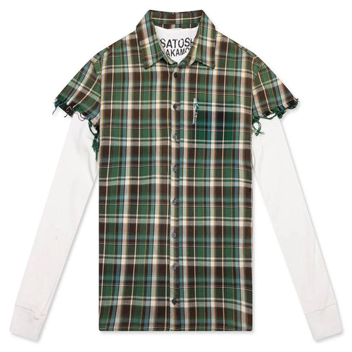 Bender Cut Off Flannel Green Plaid