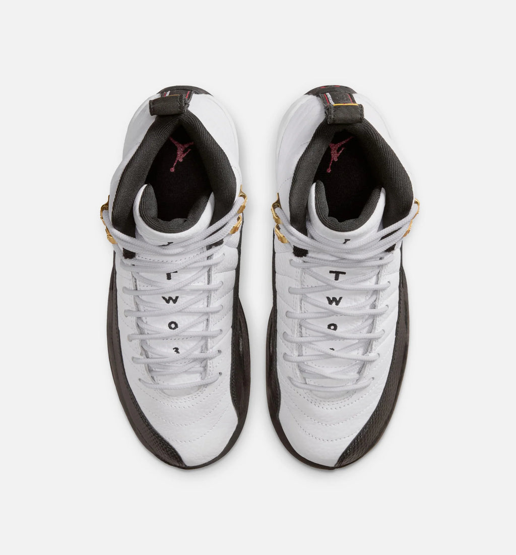 Air Jordan 12 Retro Taxi Grade School Lifestyle Shoe White Black Taxi
