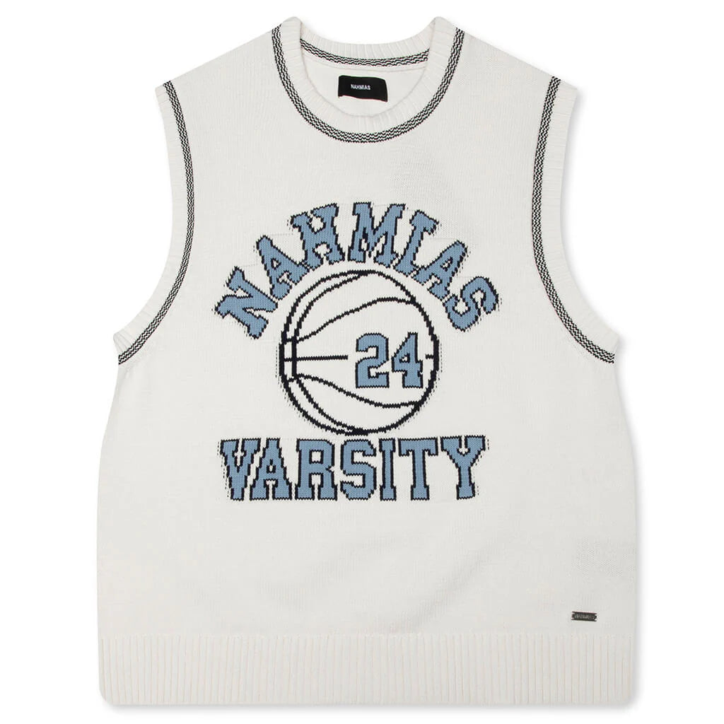 Knit Varsity Basketball Jersey White