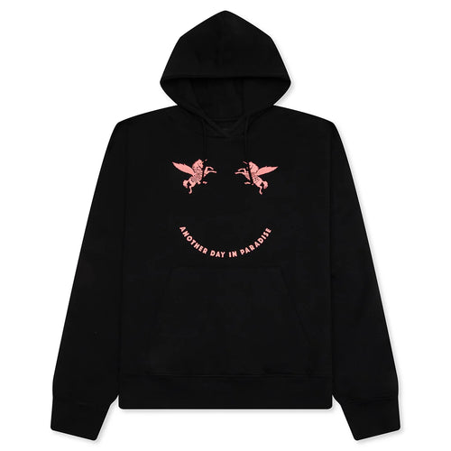 Fleece Hoodie With Unicorns Embroidery Black