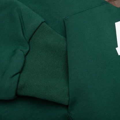 College Puffy Relaxed Fit Pullover Hoodie Green